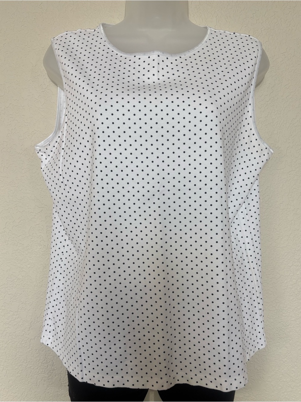 Christopher & Banks White Polka Dot Sleeveless Top